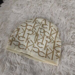 Calvin Klein Knitted Beanie Ski Hat Ivory Cream